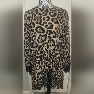 Shein Curve Leopard Print High Low Tunic Top‎ 2XL